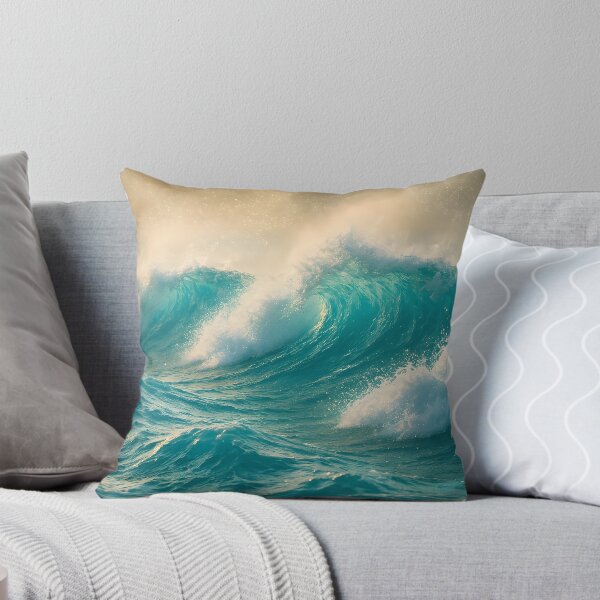 Item preview, Powerful turquoise and blue ocean waves crest and crash with white foam, under a bright, dynamic sky designed and sold by homydesign.