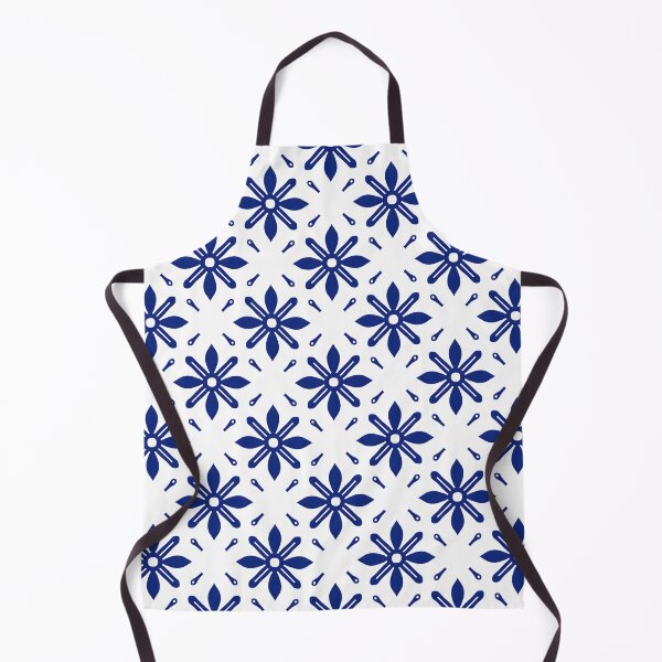 Item preview, A seamless pattern of repeating blue floral motifs and small geometric elements on a white background, evoking traditional ceramic or textile designs designed and sold by homydesign.