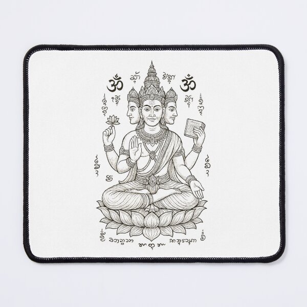 Item preview, Sacred Four-Faced Brahma on Lotus – Thai Divine Line Art Illustration designed and sold by Sksticker991.