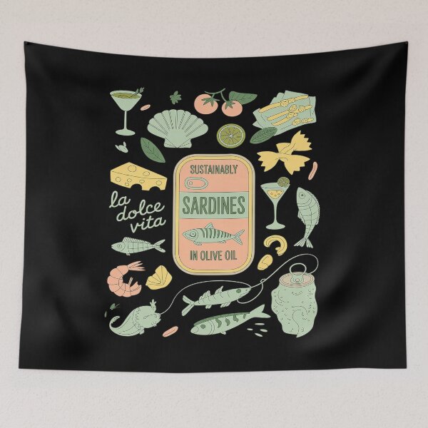 Item preview, Sardinecore Fish Italy Coastal Sardine Girl Summer designed and sold by ShelFisher.
