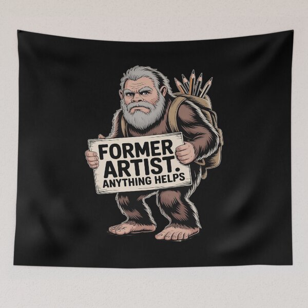 Item preview, Sasquatch as former artist. Anti AI Protest designed and sold by ShelFisher.