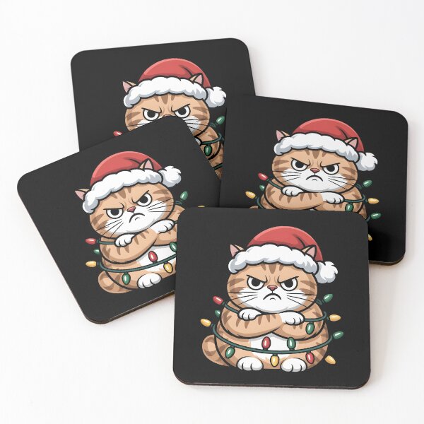 Item preview, Grumpy Christmas Cat with Santa Hat – Funny Holiday designed and sold by VETRO⭐.