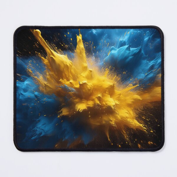 Item preview, Explosive burst of yellow and blue powder, creating a dynamic and abstract composition against a dark backdrop designed and sold by homydesign.