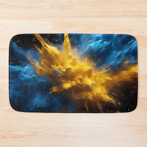 Item preview, Explosive burst of yellow and blue powder, creating a dynamic and abstract composition against a dark backdrop designed and sold by homydesign.