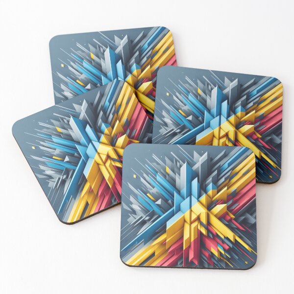 Item preview, A dynamic, abstract composition of colorful geometric shapes radiating from a central point, creating a sense of movement designed and sold by homydesign.