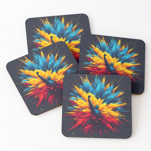 Item preview, Silhouette raising fist amidst abstract color explosion, dynamic and powerful, dark background designed and sold by homydesign.