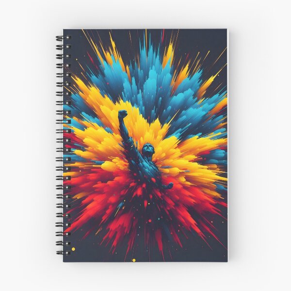 Item preview, Silhouette raising fist amidst abstract color explosion, dynamic and powerful, dark background designed and sold by homydesign.