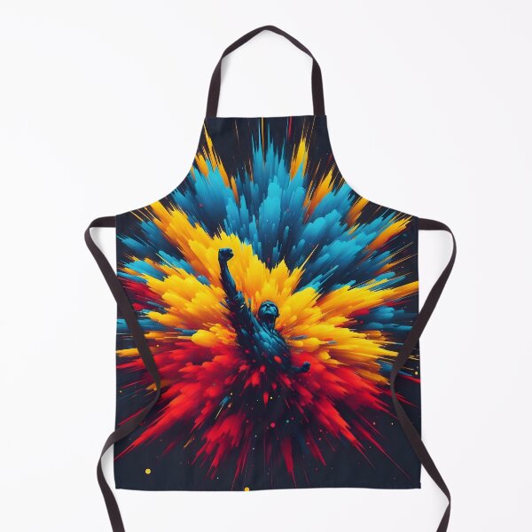 Item preview, Silhouette raising fist amidst abstract color explosion, dynamic and powerful, dark background designed and sold by homydesign.