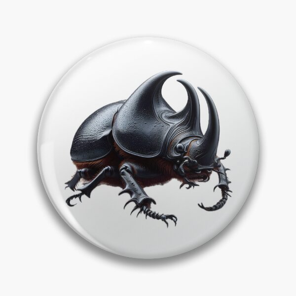 Item preview, A detailed rhinoceros beetle illustration with exaggerated horns and textured body against a clean white background designed and sold by homydesign.