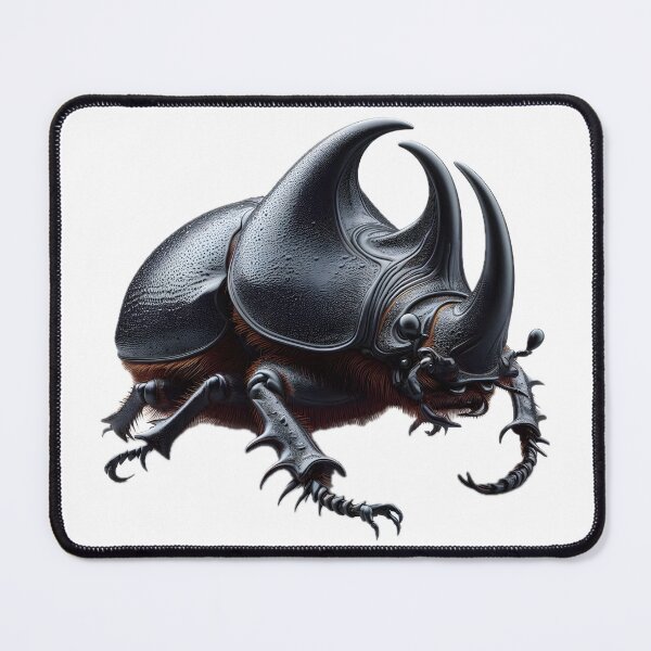 Item preview, A detailed rhinoceros beetle illustration with exaggerated horns and textured body against a clean white background designed and sold by homydesign.