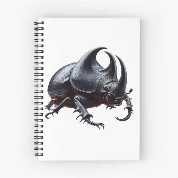 Item preview, A detailed rhinoceros beetle illustration with exaggerated horns and textured body against a clean white background designed and sold by homydesign.