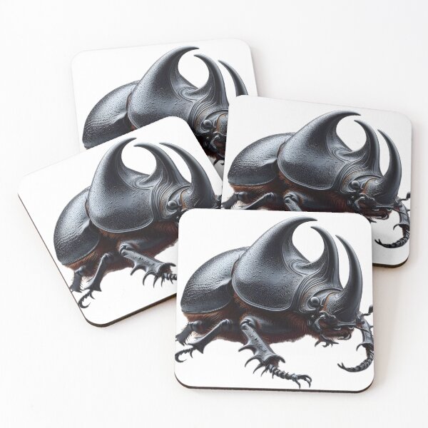 Item preview, A detailed rhinoceros beetle illustration with exaggerated horns and textured body against a clean white background designed and sold by homydesign.