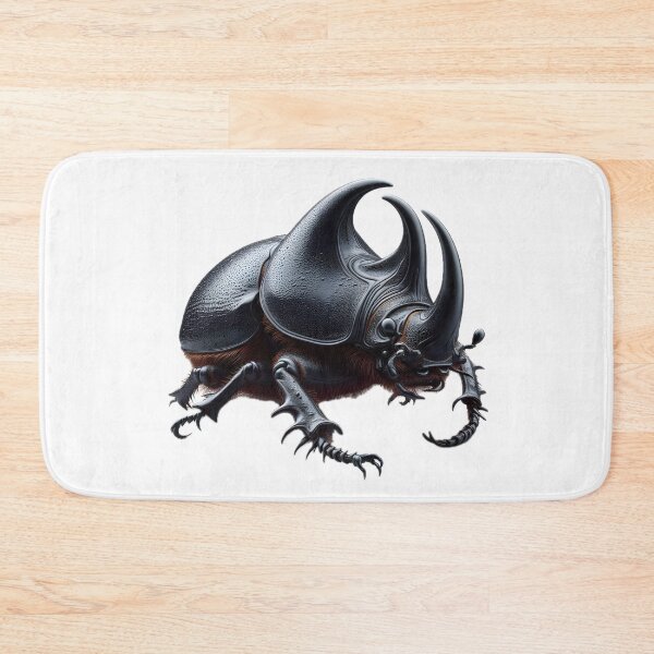 Item preview, A detailed rhinoceros beetle illustration with exaggerated horns and textured body against a clean white background designed and sold by homydesign.