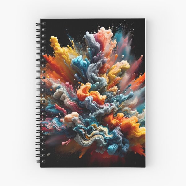 Item preview, A vibrant explosion of multicolored paint and powder against a dark background, creating a dynamic abstract form with a sense of energy designed and sold by homydesign.