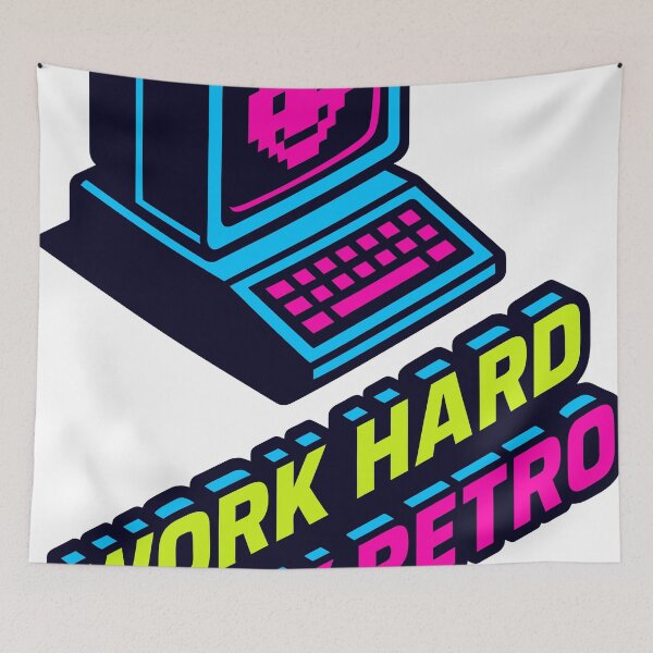 Item preview, Work Hard • Play Retro — Neon Isometric Tech Gamer Art designed and sold by DSGIN4YOU.