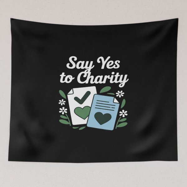 Item preview, Say Yes to Charity Script Checkmark designed and sold by Sandrhaus.
