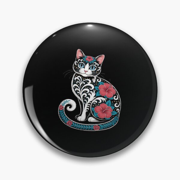 Item preview, Scandinavian Nordic Folk Art Colorful Cat Flower Cottagecore designed and sold by Sandrhaus.