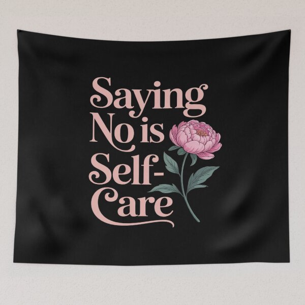 Item preview, Saying No Is Self-Care Aesthetic Mental Health Floral Peony designed and sold by Sandrhaus.