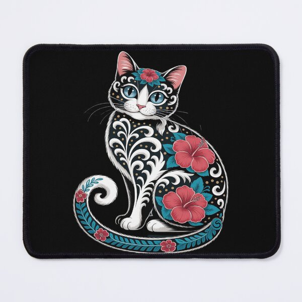 Item preview, Scandinavian Nordic Folk Art Colorful Cat Flower Cottagecore designed and sold by Sandrhaus.