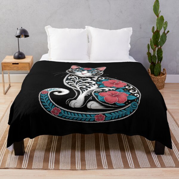 Item preview, Scandinavian Nordic Folk Art Colorful Cat Flower Cottagecore designed and sold by Sandrhaus.
