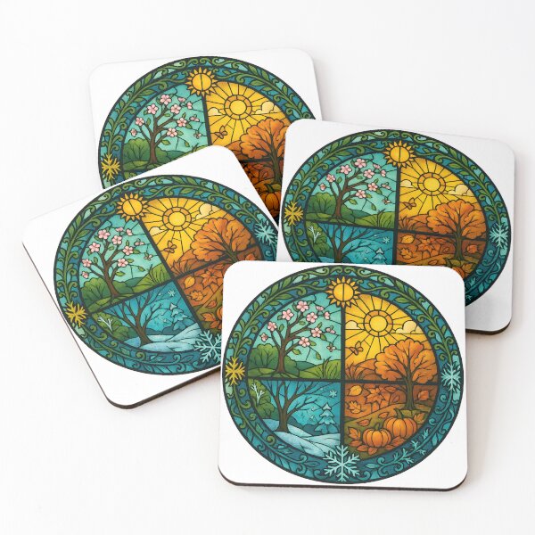 Item preview, Four Seasons Circle – Stained Glass Nature Wheel designed and sold by HBR-Graphics.