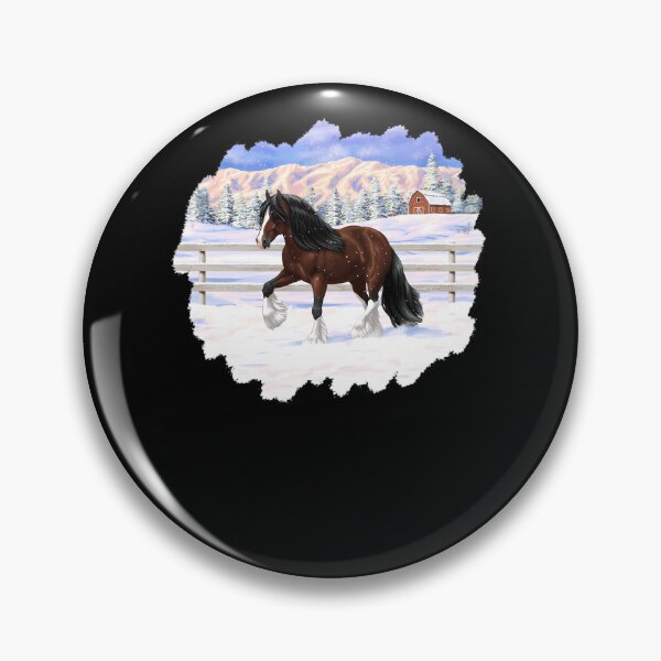 Item preview, Brown Bay Gypsy Vanner Tinker Draft Horse In Snow designed and sold by JaliTSuutari.