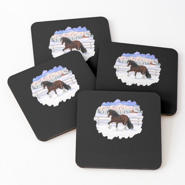 Item preview, Brown Bay Gypsy Vanner Tinker Draft Horse In Snow designed and sold by JaliTSuutari.
