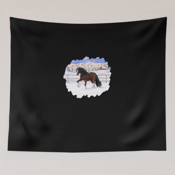 Item preview, Brown Bay Gypsy Vanner Tinker Draft Horse In Snow designed and sold by JaliTSuutari.