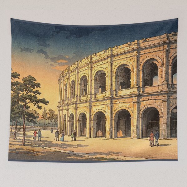 Item preview, Amphitheatre of Nîmes Japanese Woodblock Print designed and sold by Takeda-art.