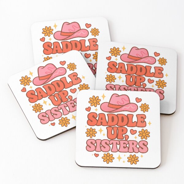Item preview, Saddle Up Sisters – Cute Retro Cowgirl Sticker for Girls designed and sold by inkoutninja.