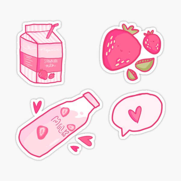 strawberry milk sticker set Sticker for Sale by LittleBumblebee