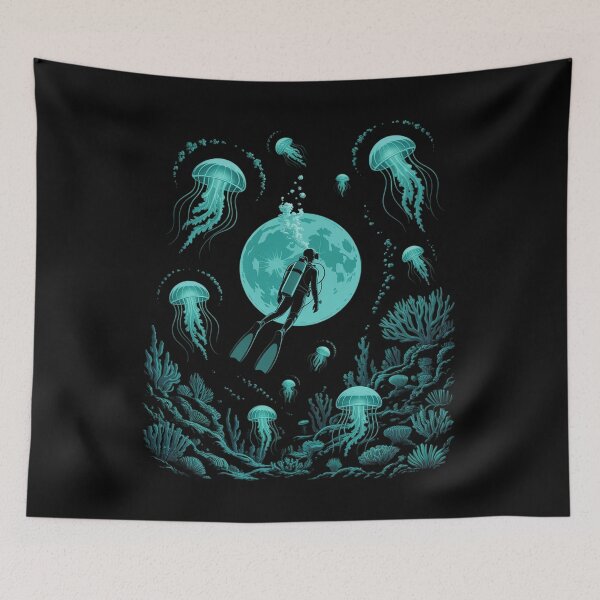 Item preview, Scuba Diver and Jellyfish for Ocean Dive Trip Scuba Diving designed and sold by ryukaizox1.