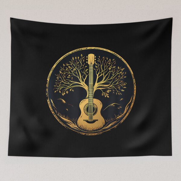 Item preview, Acoustic Guitar Tree Lake Nature Folk Music Graphic designed and sold by EarlineRenee.