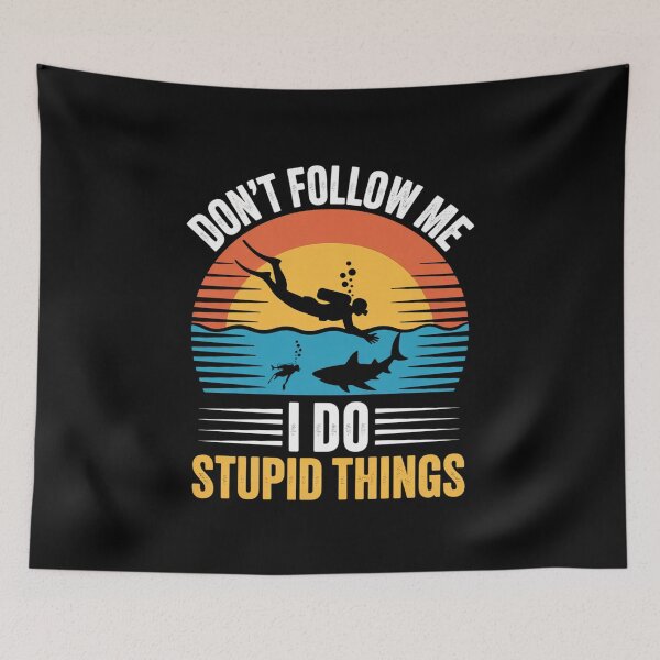 Item preview, Scuba Diver Don't Follow Me I Do Stupid Things Shark designed and sold by Rotasiin.