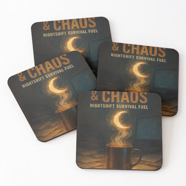 Item preview, Coffee and Chaos – Nightshift Survival Fuel designed and sold by VandVArt.