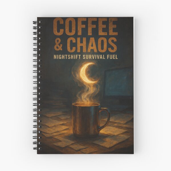 Item preview, Coffee and Chaos – Nightshift Survival Fuel designed and sold by VandVArt.