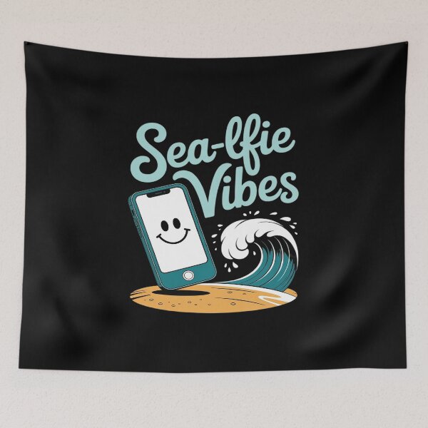 Item preview, Sea-lfie Vibes Neon Teal Coral Beach designed and sold by Rotasiin.