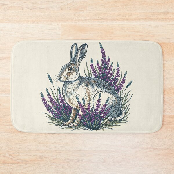 Item preview, Mountain Hare with Purple Heather Meadow designed and sold by BirdsnStuff.