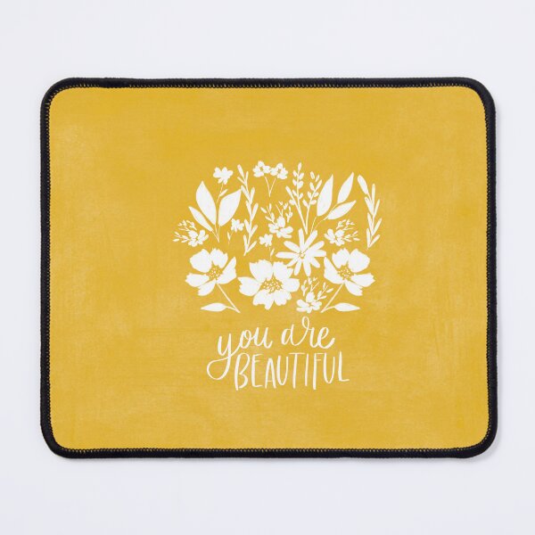 Item preview, Hand Lettered Floral Art, You are Beautiful, Yellow and White designed and sold by Terri Conrad.