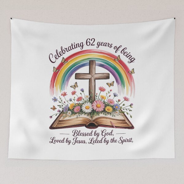 Item preview, Blessed By God For 62 Years Rainbow And Flowers Birthday  designed and sold by HaileyRobel.