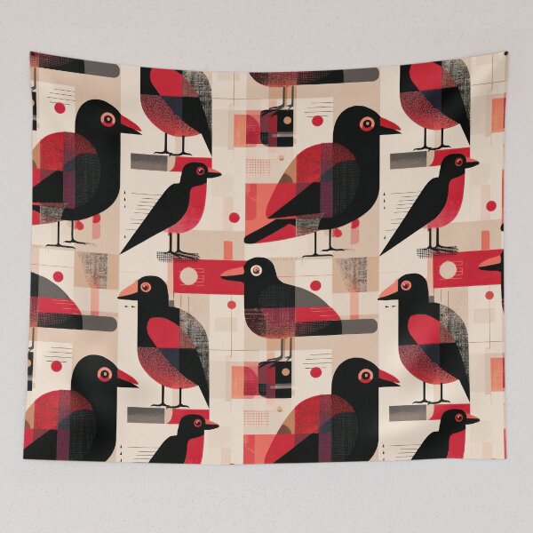 Item preview, Abstract Geometric Crows – Modern Minimalist Bird Seamless Pattern Art designed and sold by dawnleblanc55.