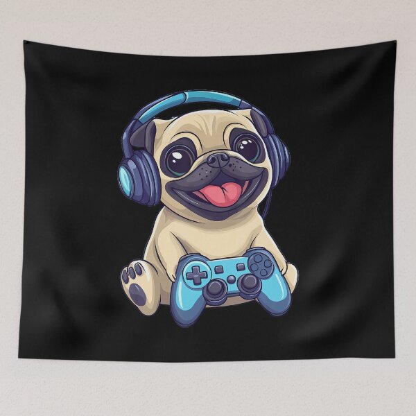 Item preview, Dog Pug Playing Video Games Funny Gamer designed and sold by EileenDeana.