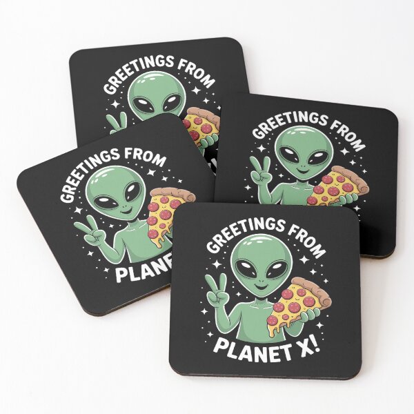 Item preview, Funny Alien Head Eating Pizza UFO Extraterrestrial  designed and sold by HaileyRobel.