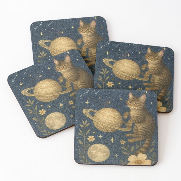 Item preview, Celestial Cat & Blooms – Vintage Space Aesthetic✨ designed and sold by COSAIRe.
