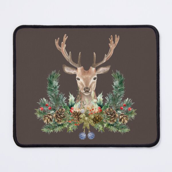 Item preview, Watercolor Christmas Deer with Pinecones & Winter Foliage designed and sold by EniShiju.