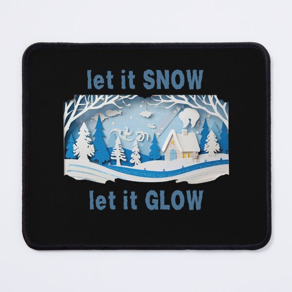 Item preview, Let It Snow Let It Glow - Blue Paper Cut Winter Cottage Scene designed and sold by GreyChocolate.
