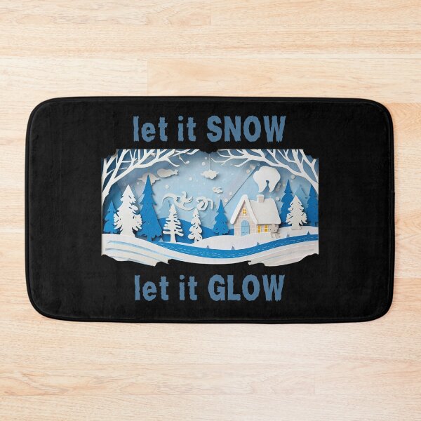Item preview, Let It Snow Let It Glow - Blue Paper Cut Winter Cottage Scene designed and sold by GreyChocolate.