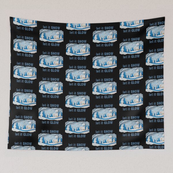 Item preview, Let It Snow Let It Glow - Blue Paper Cut Winter Cottage Scene designed and sold by GreyChocolate.