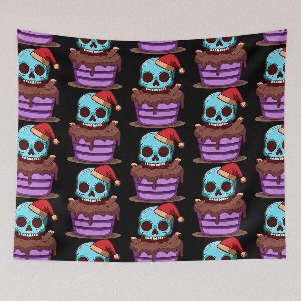 Item preview, Christmas Skull Santa Hat Cupcake Tee - Dark Christmas Humor Gift designed and sold by CREEPY CRAZE.