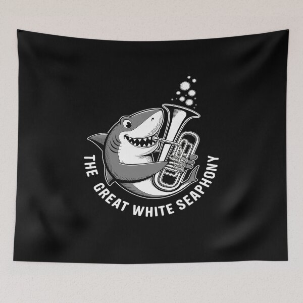 Item preview, Shark Playing Tuba Seaphony Funny Oceanic Tubist Musician designed and sold by FndPardaL.